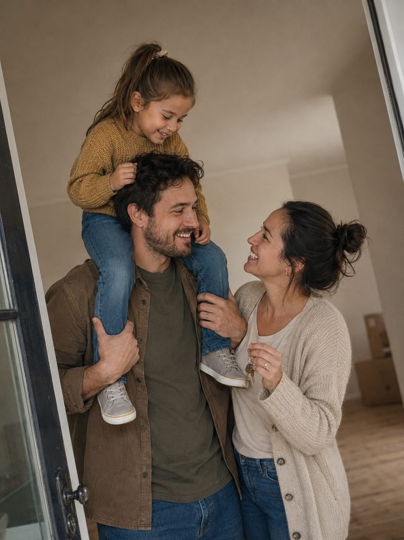 A family with the keys to their new home